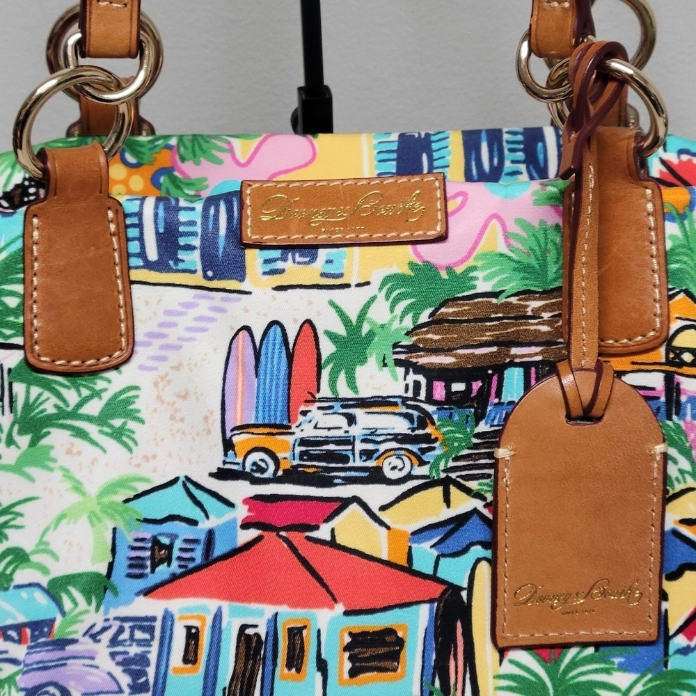Dooney & Bourke (Rare) Sandbar Tropical Print Satchel Carry On Purse. - Picture 4 of 14
